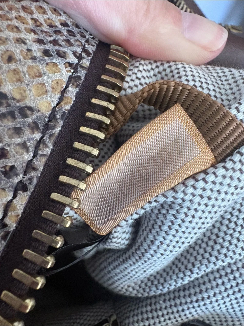 Dooney & Bourke Inspired Snake-Print Hobo Bag in Beige and Brown